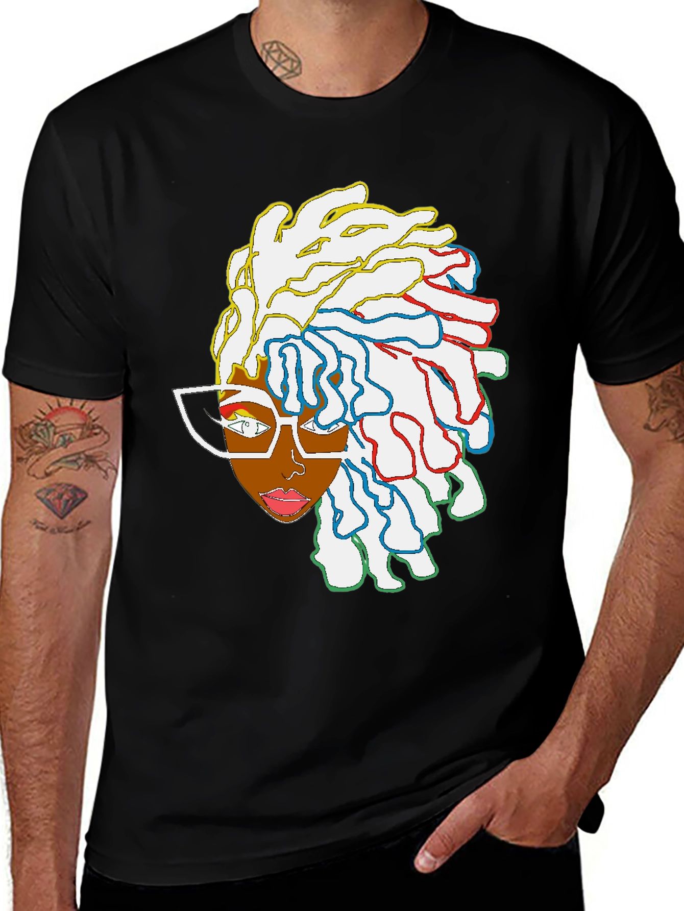 Variant 11 of Cool Graphic Tee - Abstract Afro Art