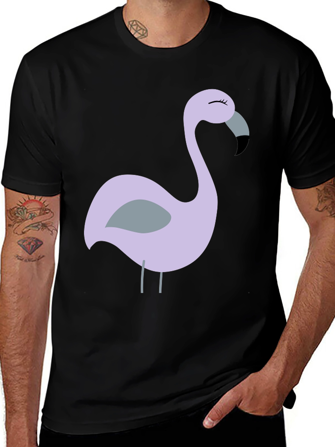 Variant 18 of Flamingo Graphic Tee - Stylish Men's Black T-Shirt