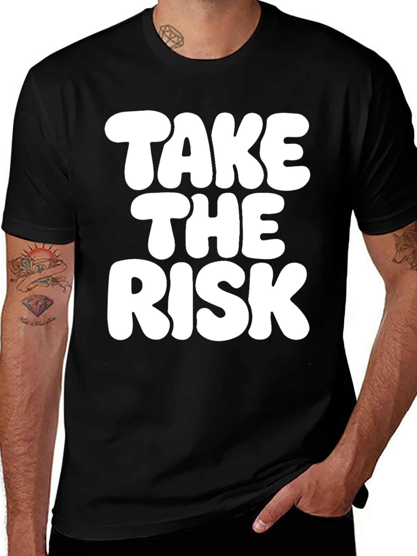 Black Take the Risk T-Shirt - Bold Graphic Tee main image