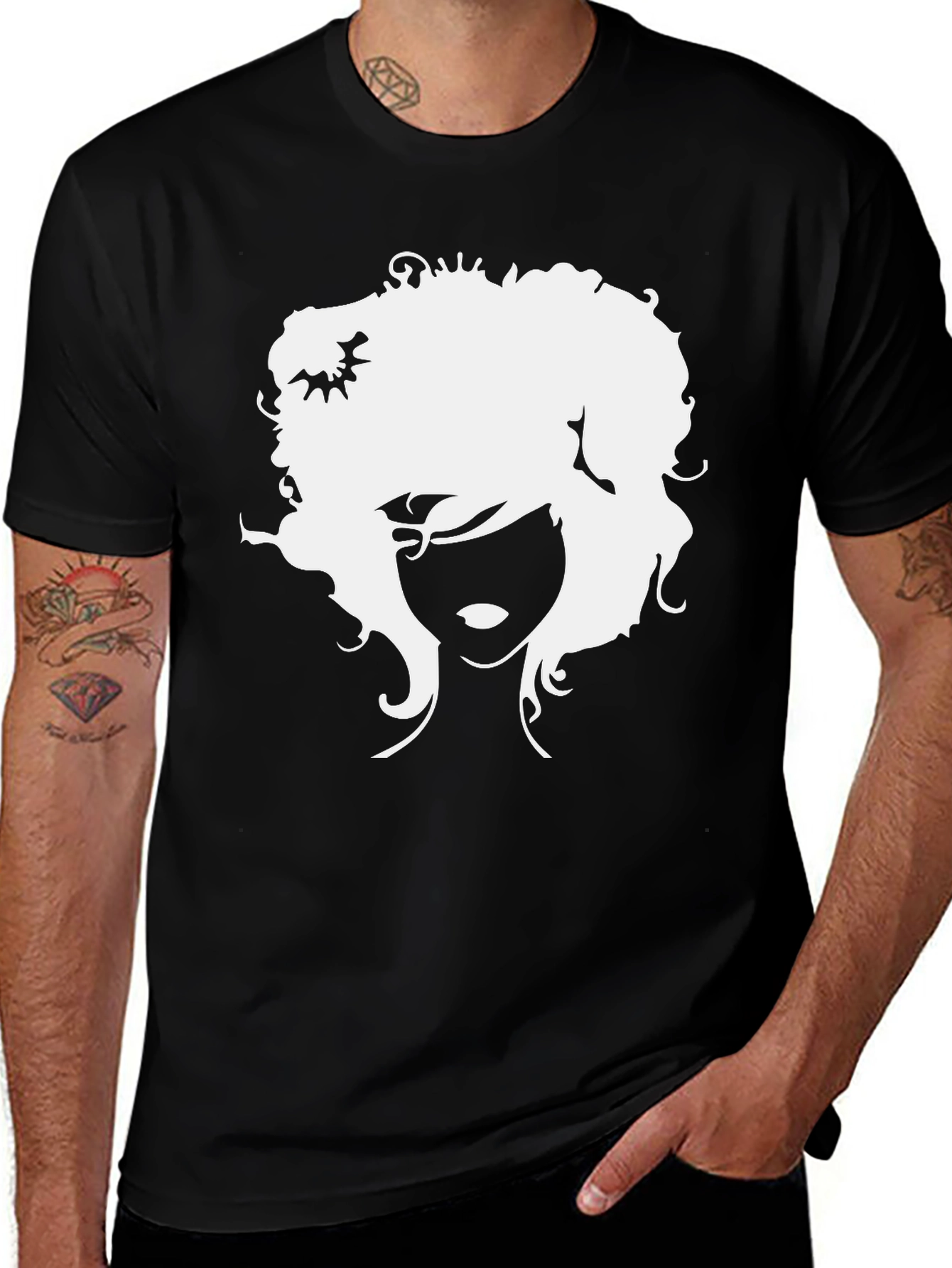 Variant 19 of Black T-Shirt with Afro Silhouette Graphic