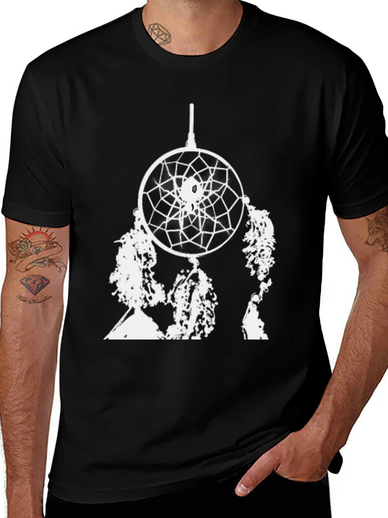 Variant 6 of Dreamcatcher Graphic Tee - Black Cotton Blend