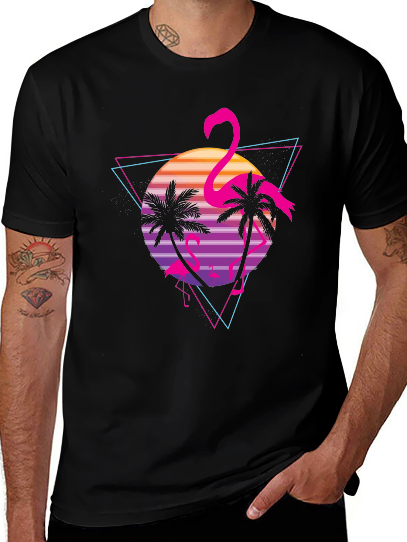 Variant 26 of Retro Flamingo Graphic T-Shirt - Tropical Vibes