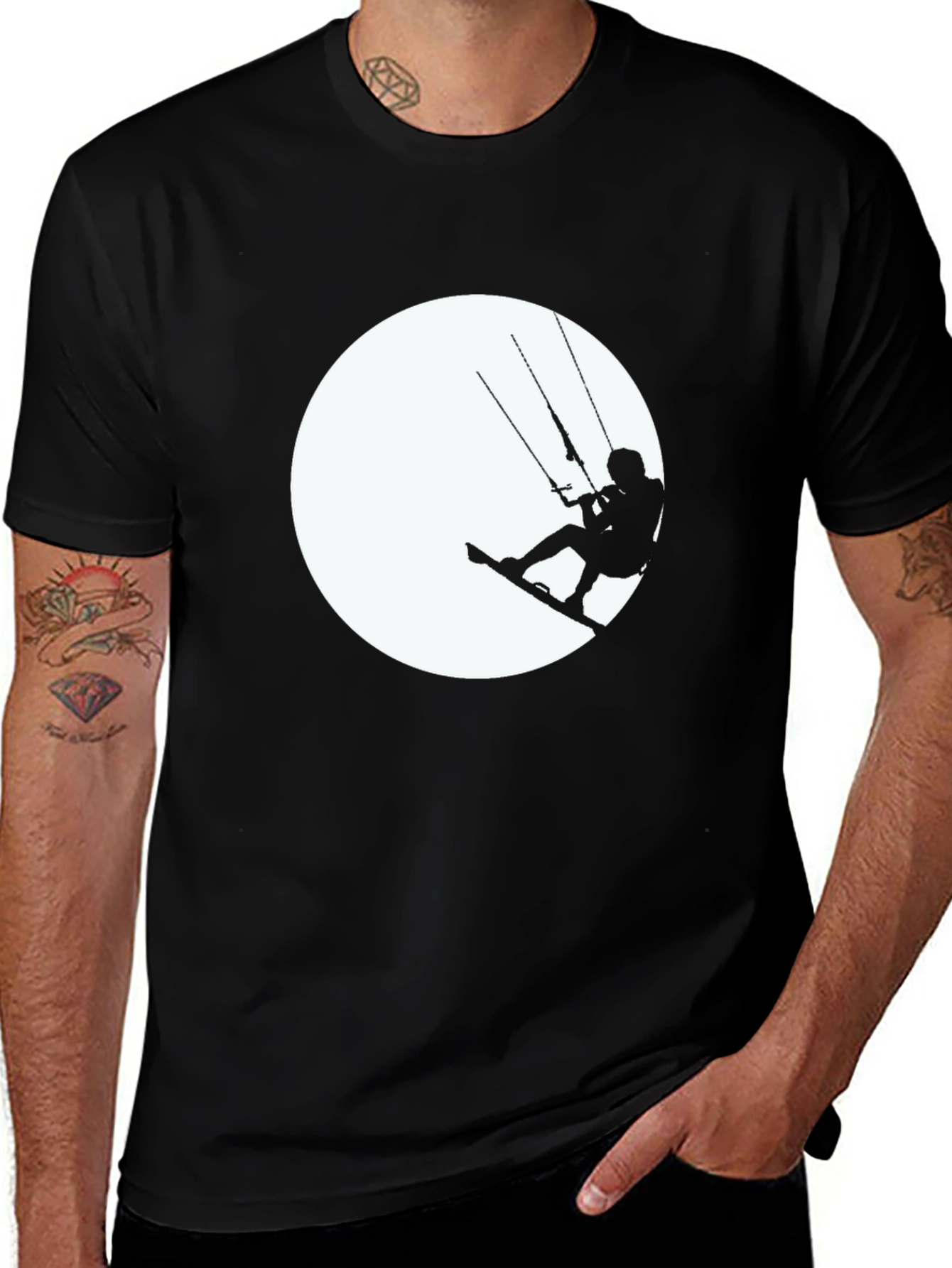 Variant 5 of Kite Surfing Silhouette Black T-Shirt