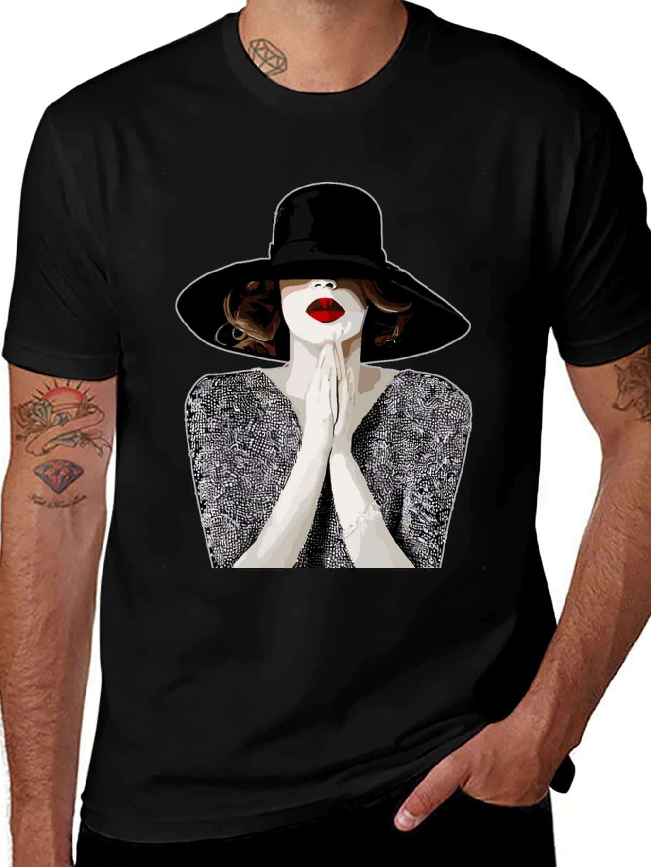 Variant 15 of Stylish Graphic Tee - Woman with Hat