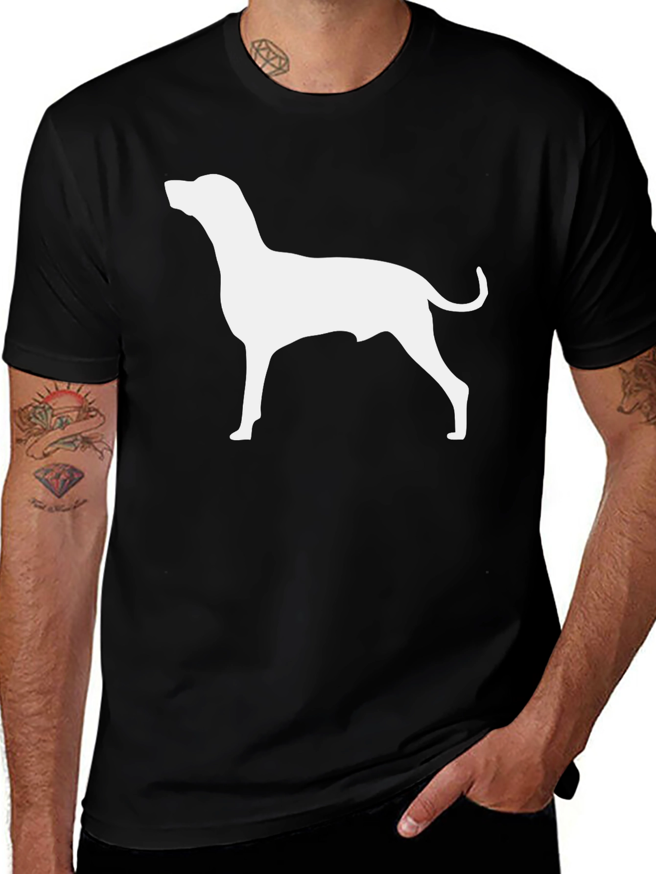 Dog Silhouette Graphic Tee - Black Casual Shirt