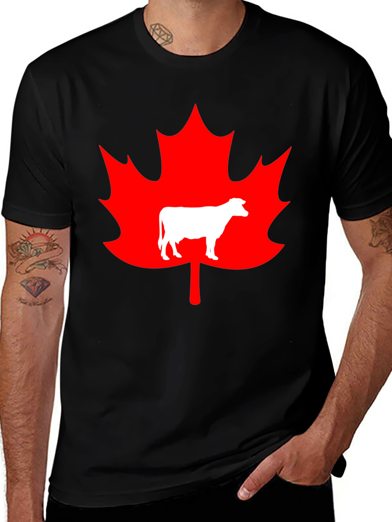 Canadian Cow Maple Leaf Graphic T-Shirt