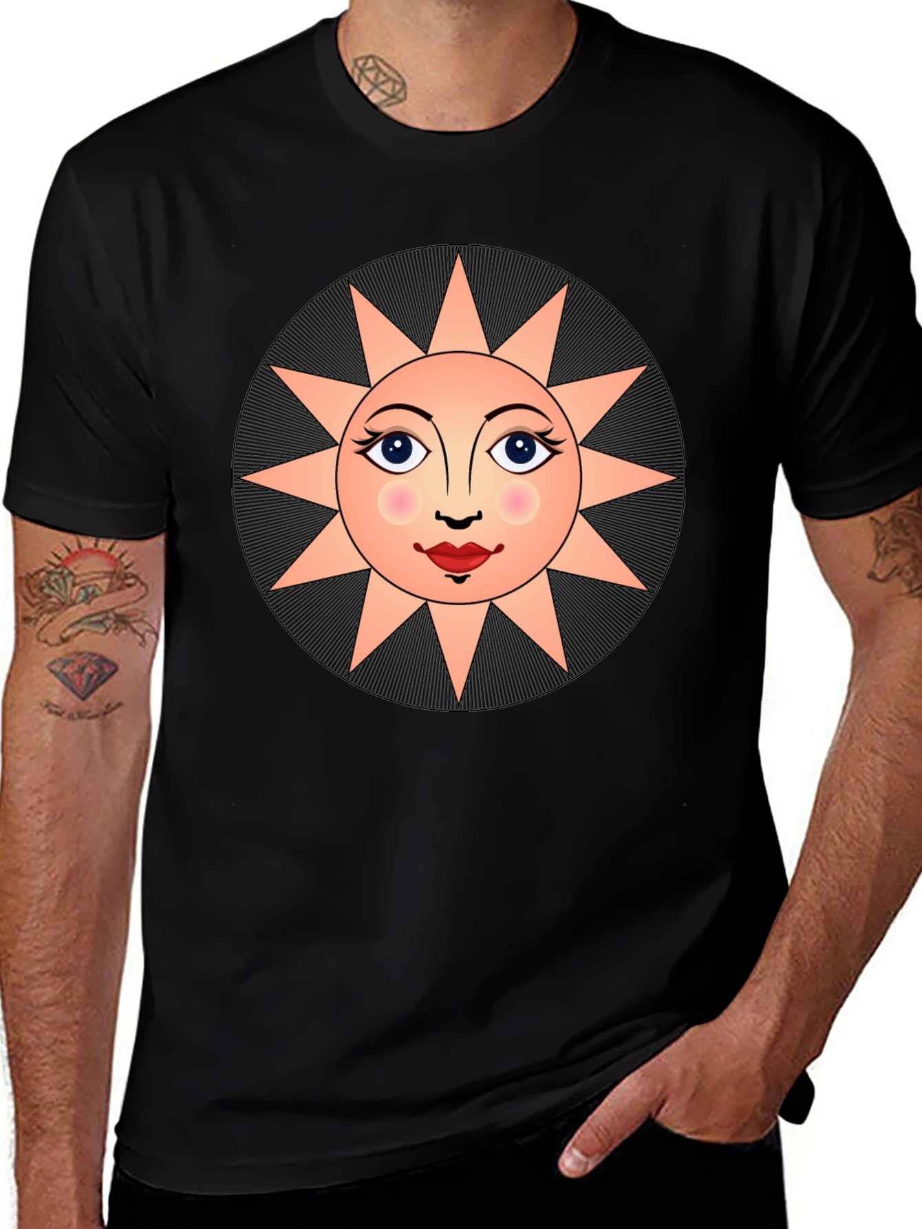 Sun Face Graphic T-Shirt - Unisex Black Tee