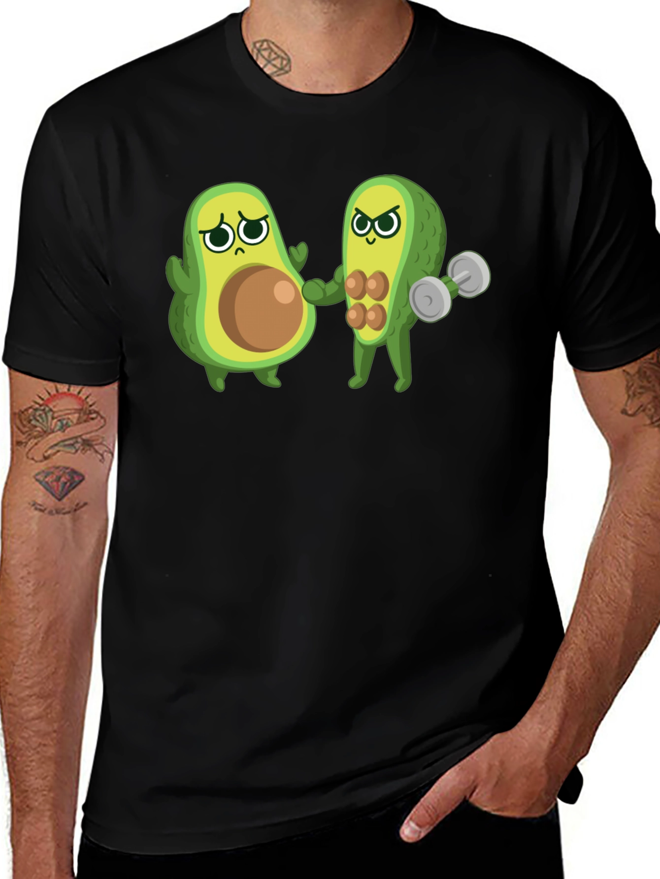 Variant 17 of Funny Avocado Gym T-Shirt - Black