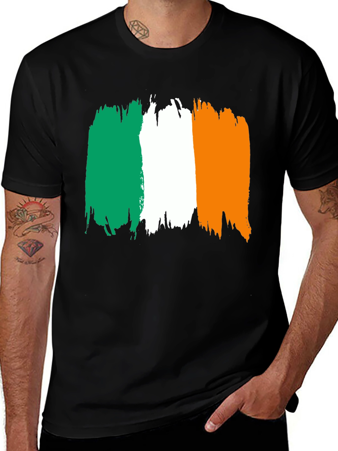 Irish Flag T-Shirt - Brush Stroke Design