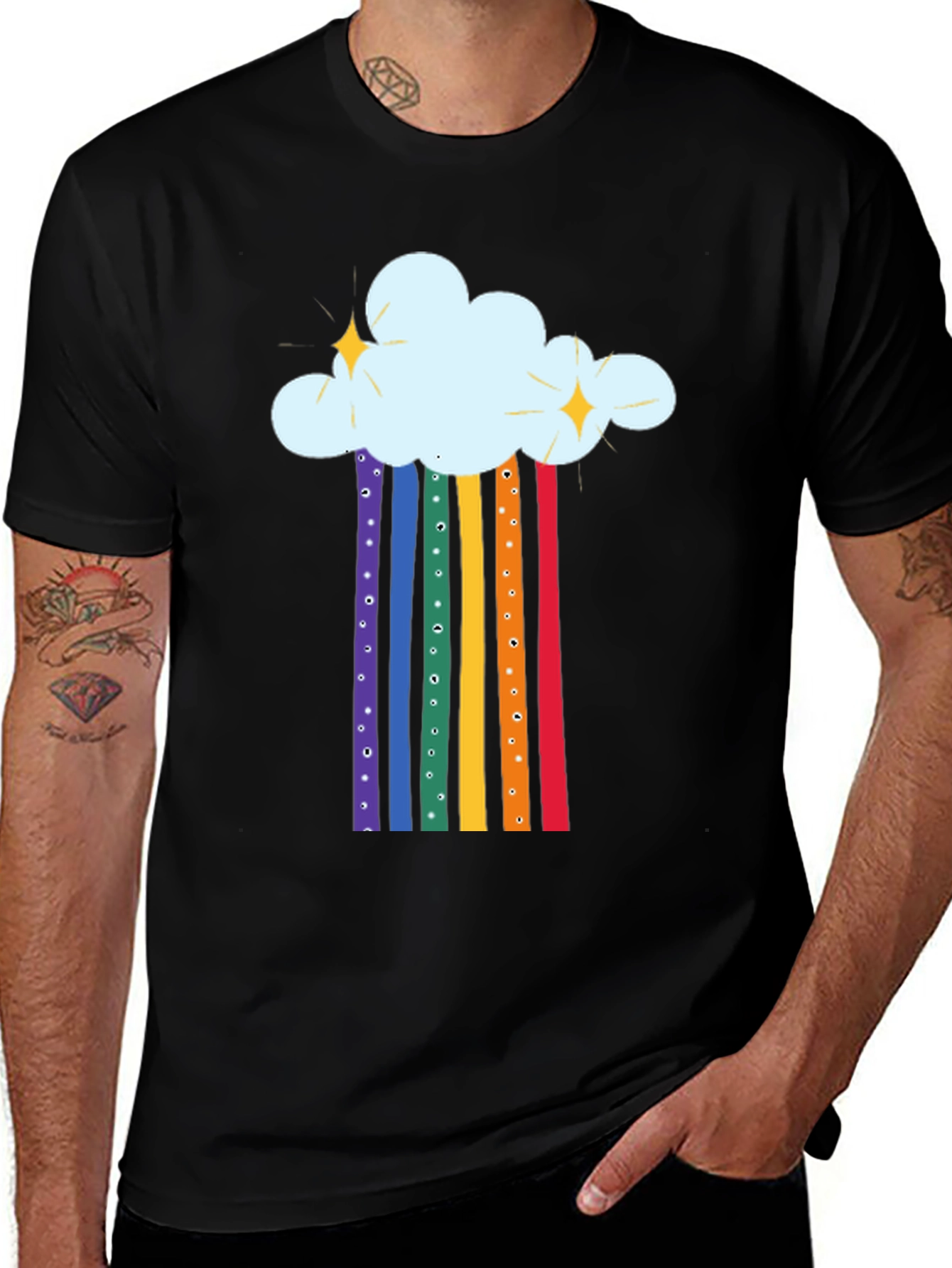 Variant 3 of Rainbow Cloud Graphic Tee - Unisex Black T-Shirt