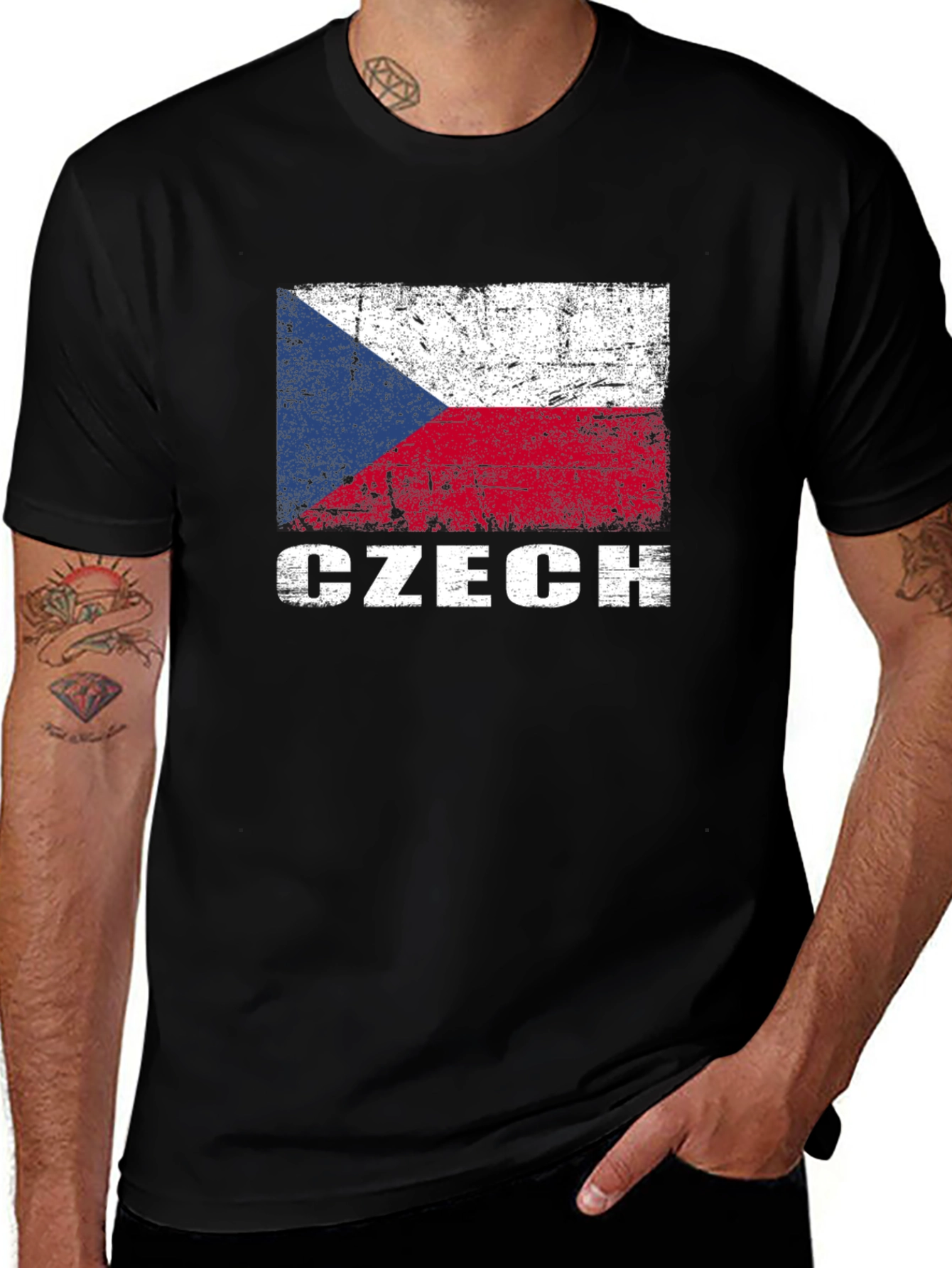 Czech Flag T-Shirt - Distressed Style
