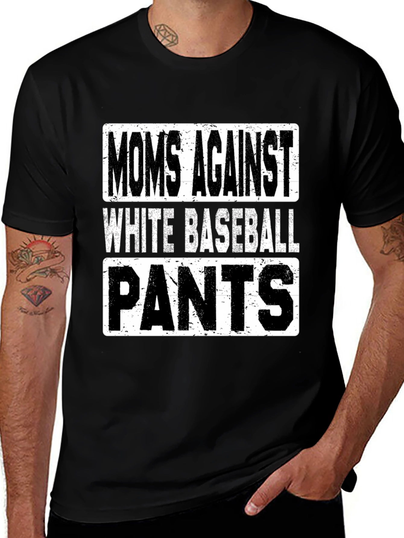 Variant 23 of Moms Against White Baseball Pants Graphic T-Shirt