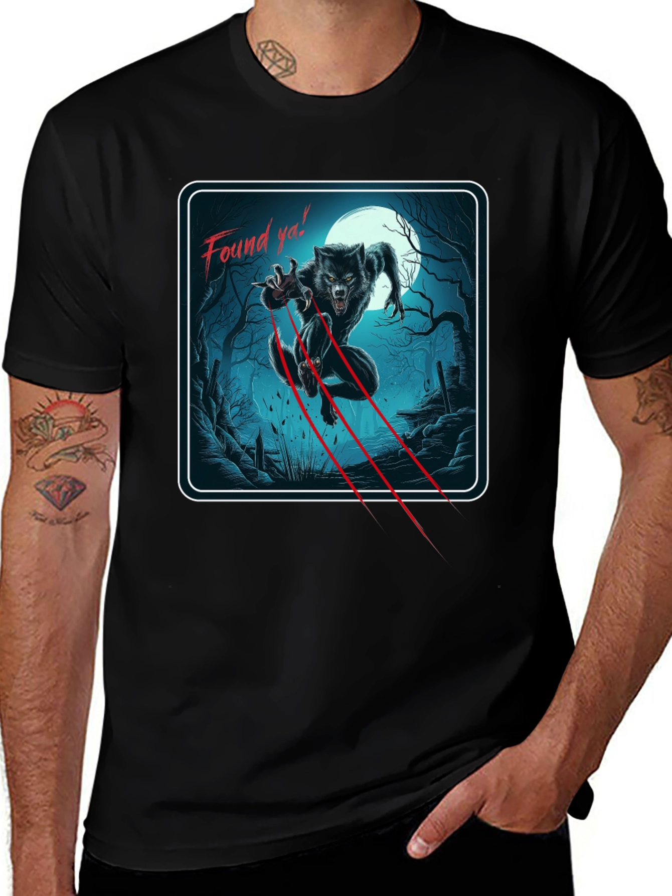 Variant 28 of Werewolf Found Ya! Black T-Shirt