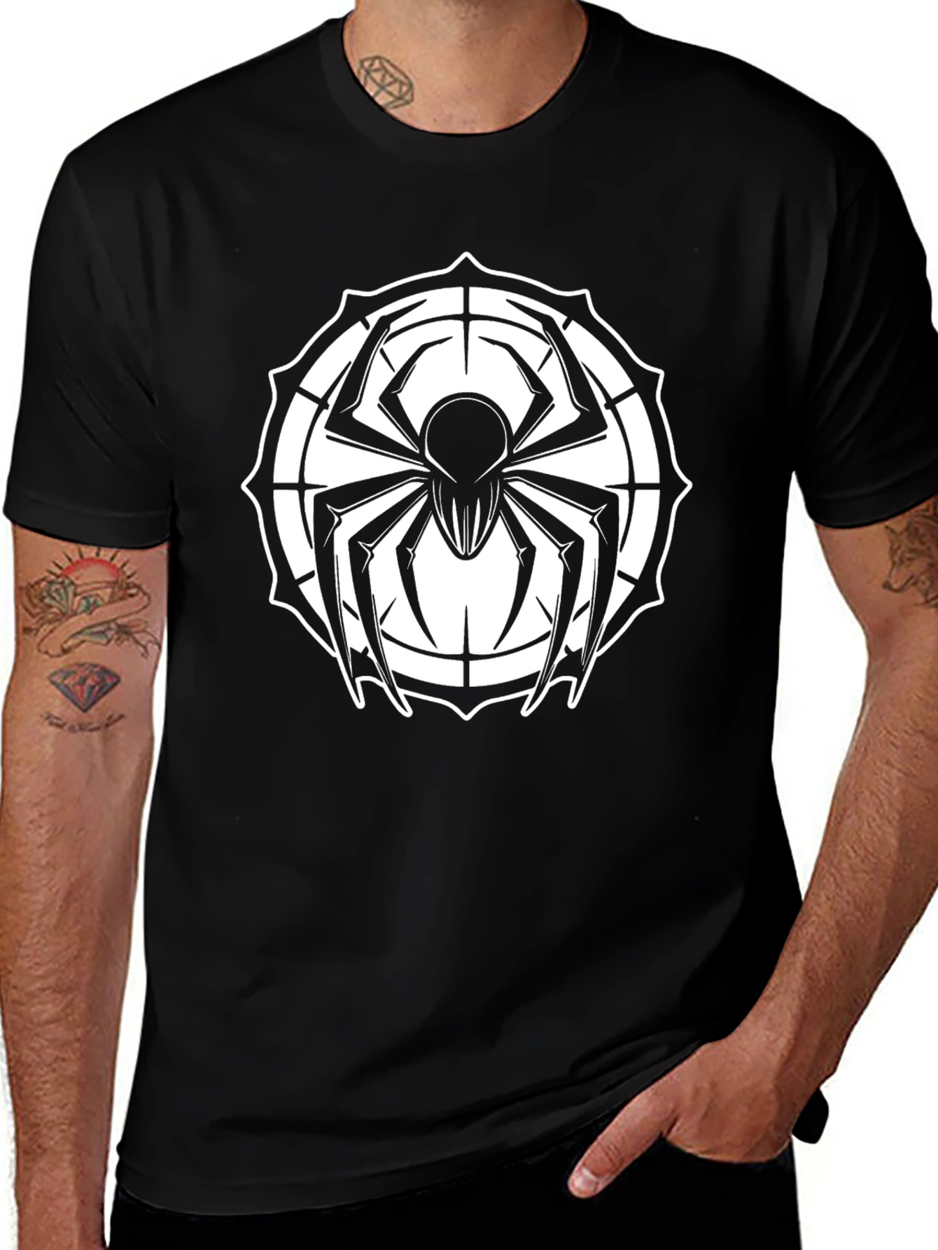 Variant 14 of Spider Web Graphic Tee - Classic Black Cotton T-Shirt