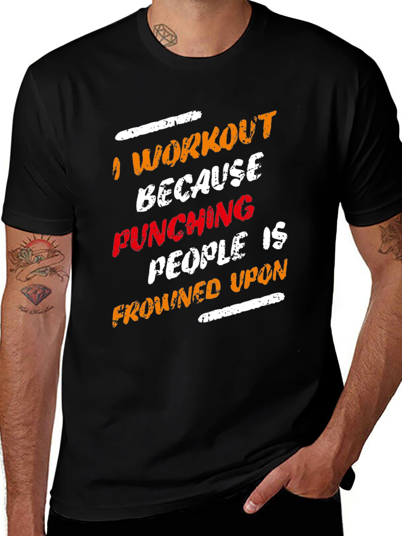 Variant 29 of Workout Motivation T-Shirt - Punching Frowned Upon