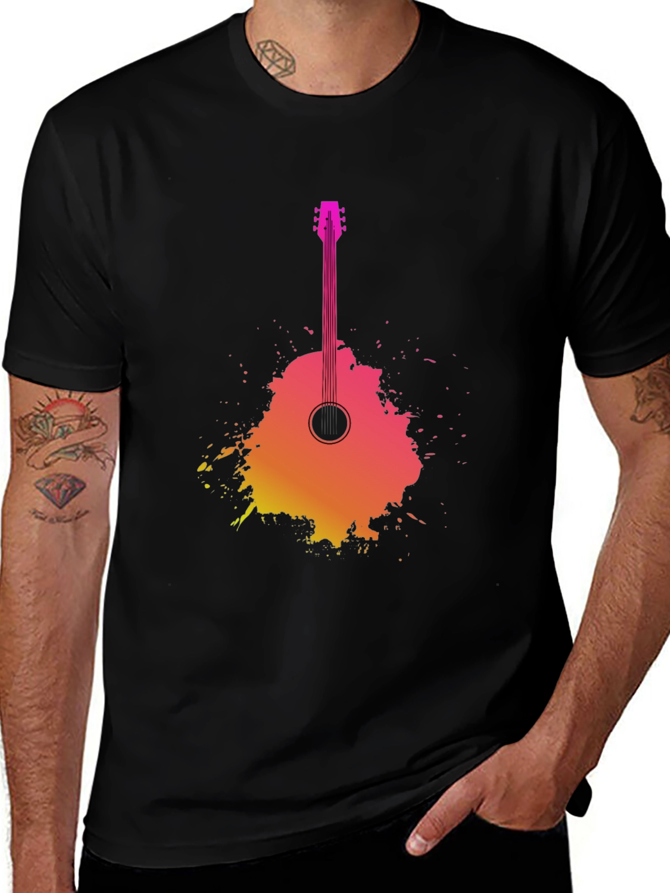 Guitar Graphic Black T-Shirt