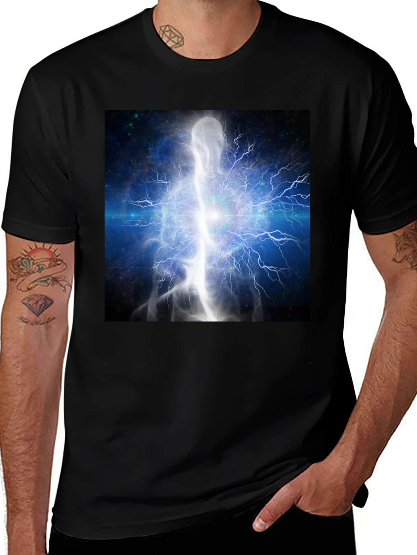 Variant 14 of Electric Being Graphic Black Tee