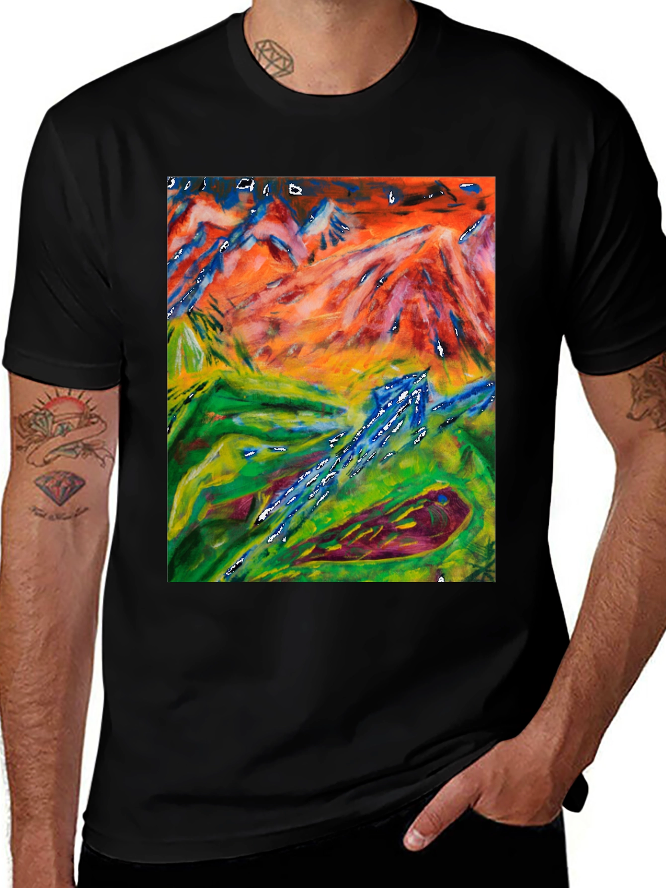 Variant 3 of Vibrant Mountain Art Tee - Modern Graphic T-Shirt