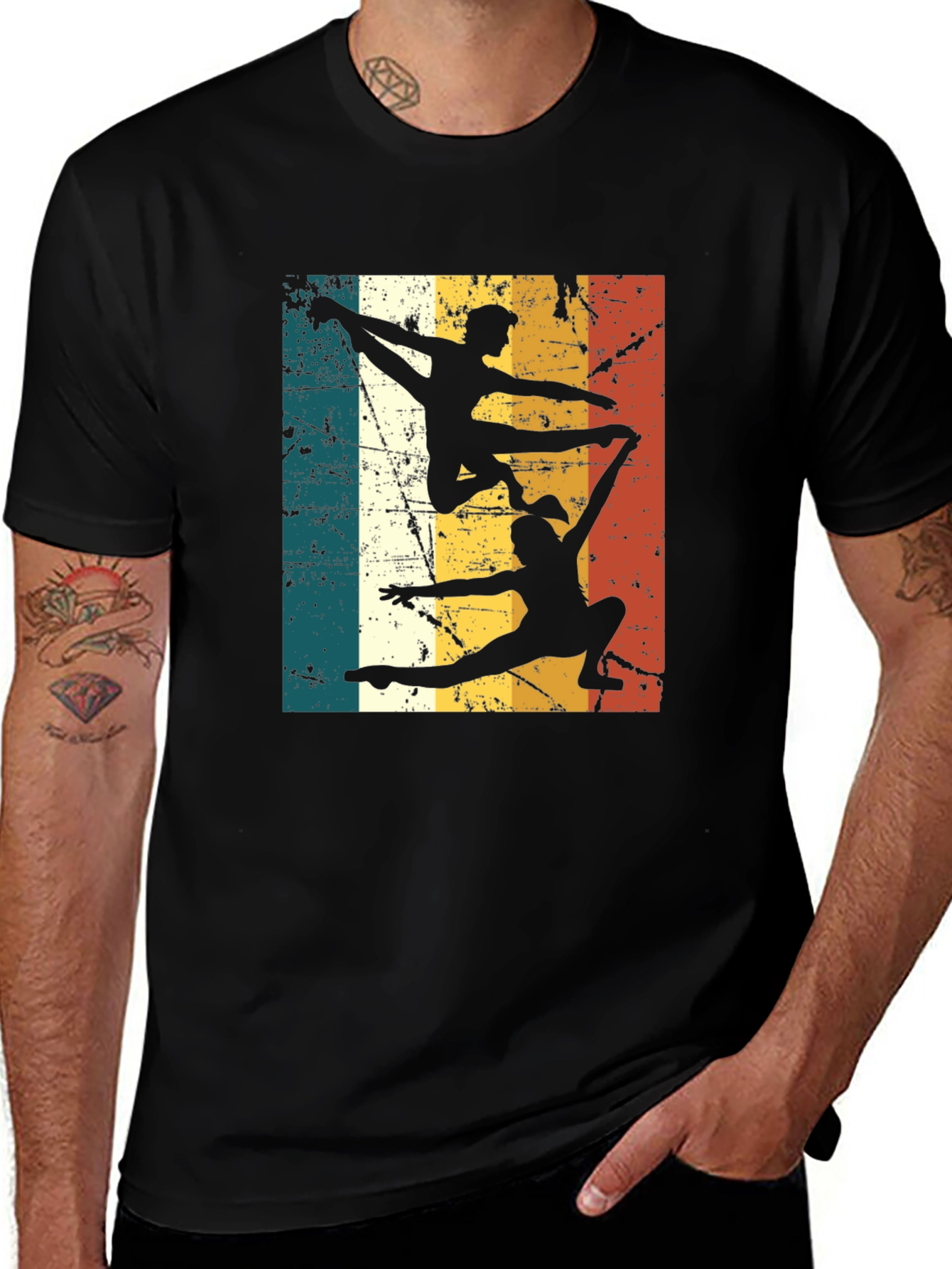 Black Retro Gymnastics Silhouette T-Shirt main image