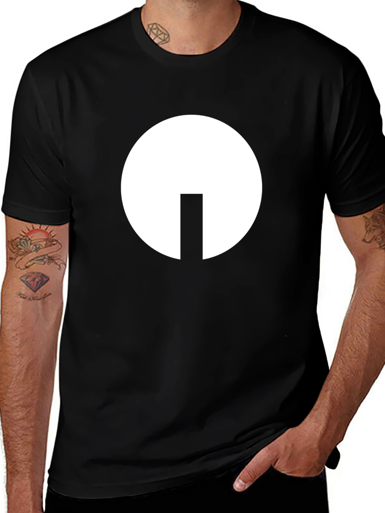 Variant 4 of Modern Graphic T-Shirt - Black with White Circle Design