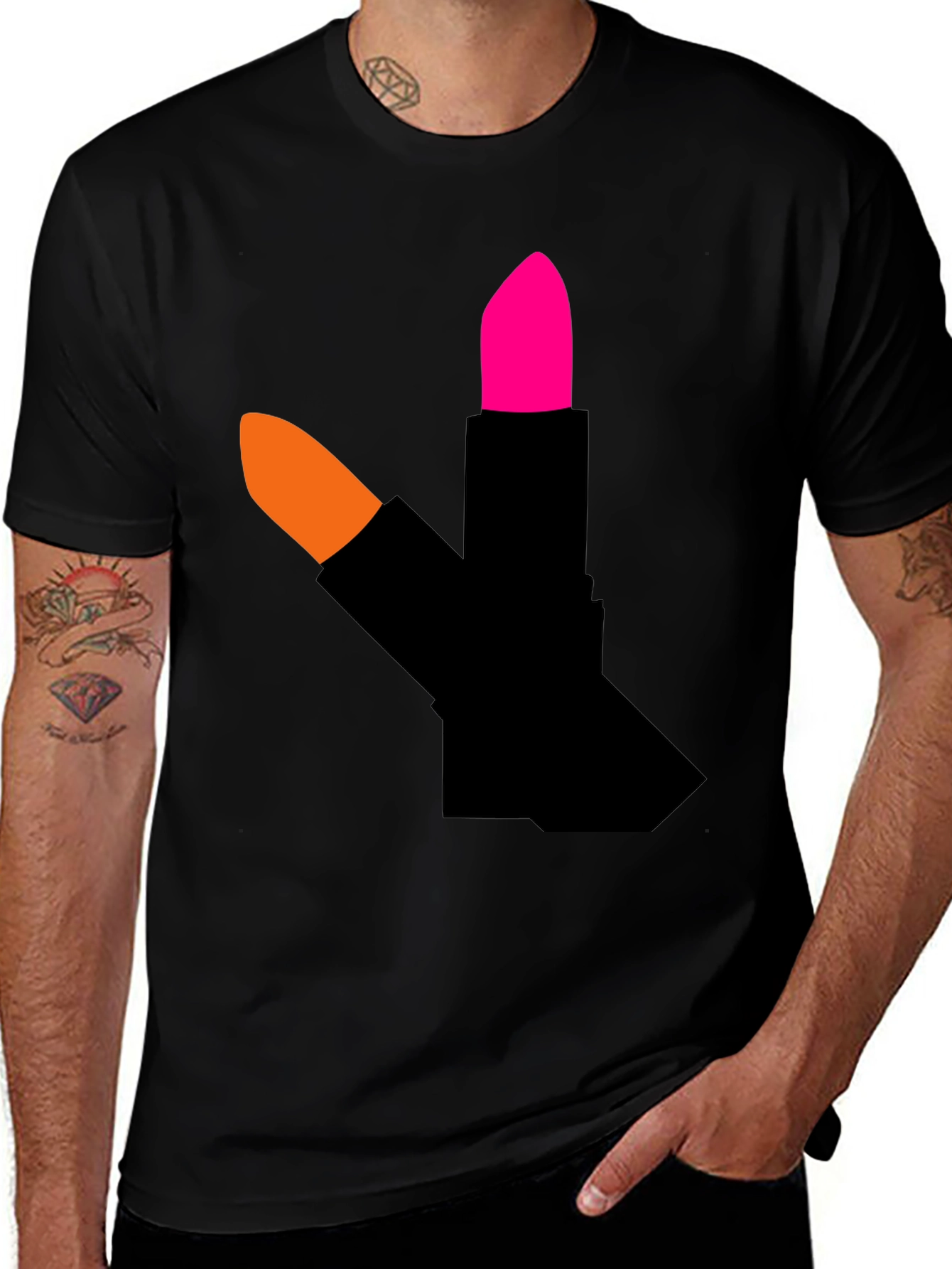 Variant 18 of Lipstick Graphic Black T-Shirt