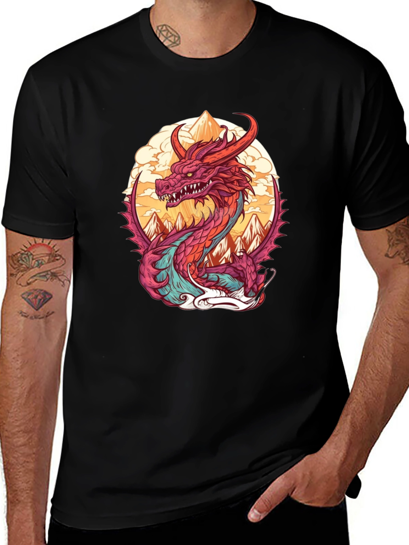 Variant 29 of Dragon Graphic Tee - Stylish Cotton Blend Shirt