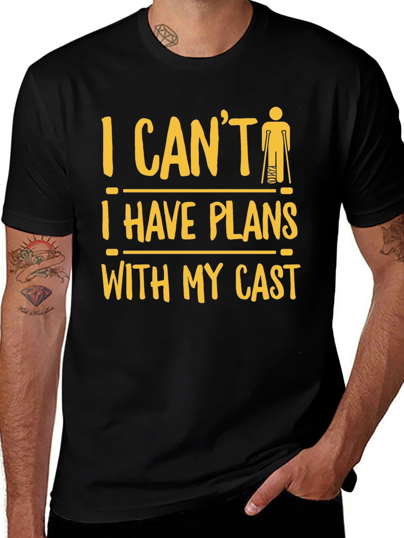 Variant 2 of Funny Injury T-Shirt: "I Can't, Plans with My Cast"