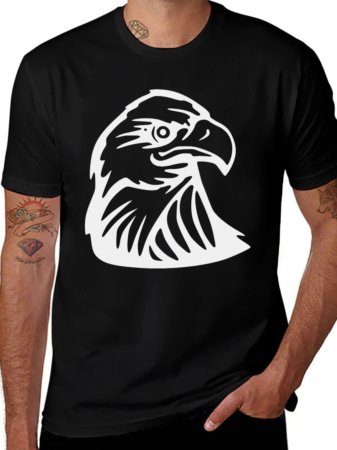 Variant 8 of Bold Eagle Graphic Tee - Black Cotton Blend