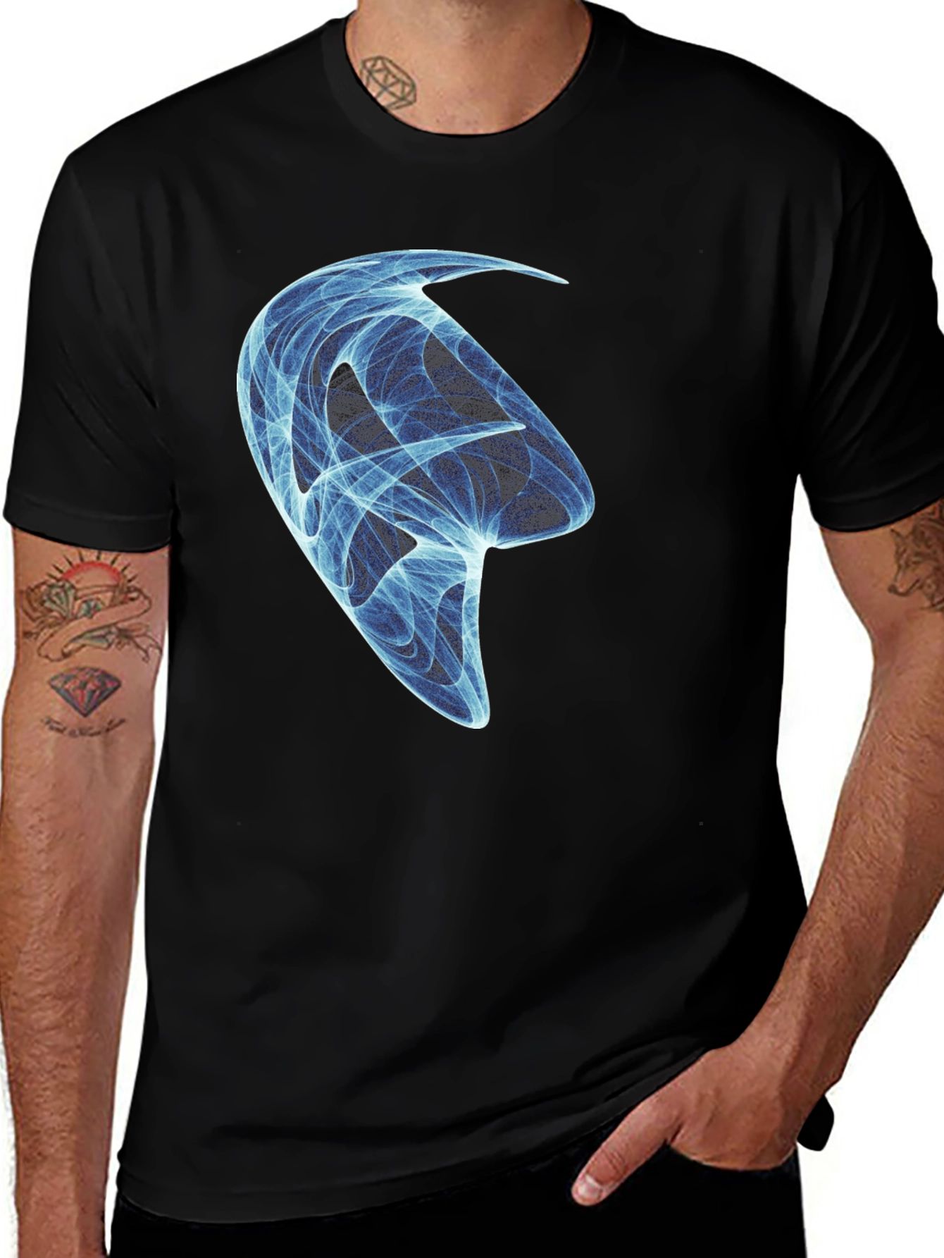 Variant 24 of Abstract Blue Design Black T-Shirt