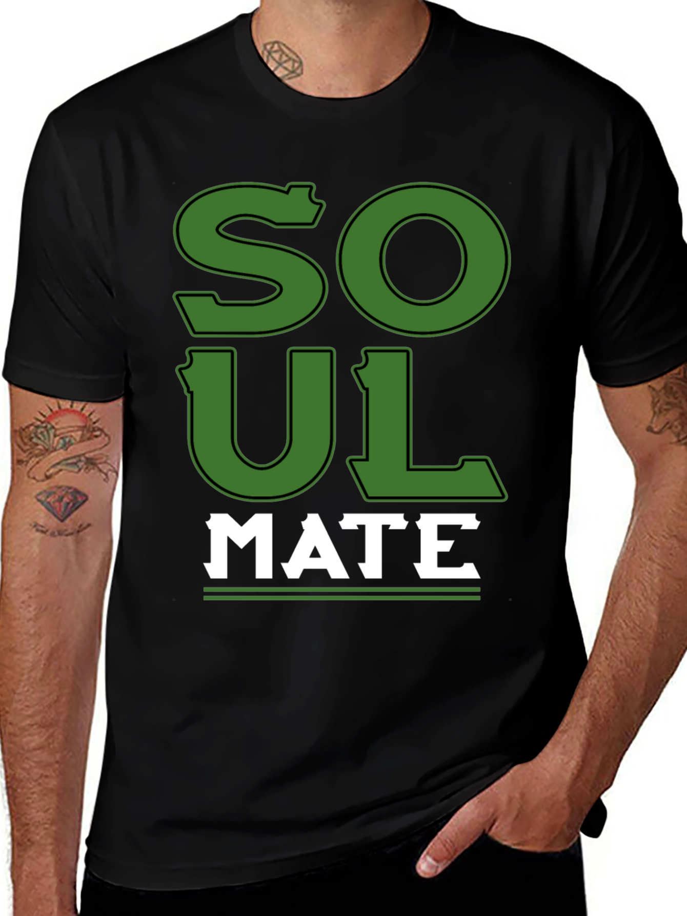 Variant 14 of Soul Mate Graphic T-Shirt - Black Cotton Tee