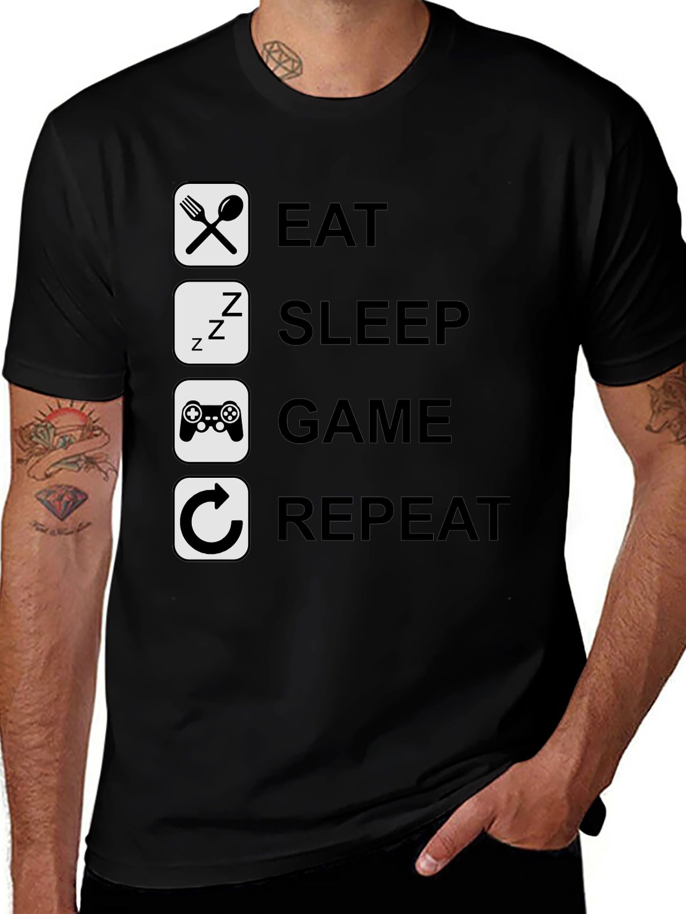 Variant 19 of Eat Sleep Game Repeat Graphic Tee - Gamer T-Shirt