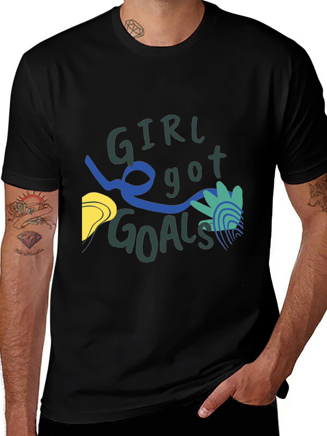 Black Girl Got Goals Graphic Tee - Black Casual T-Shirt main image