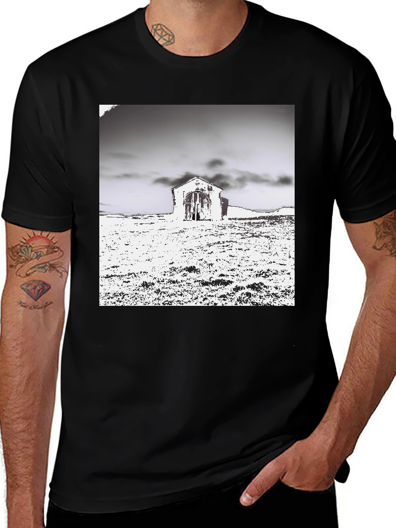 Variant 17 of Monochrome Barn Graphic T-Shirt