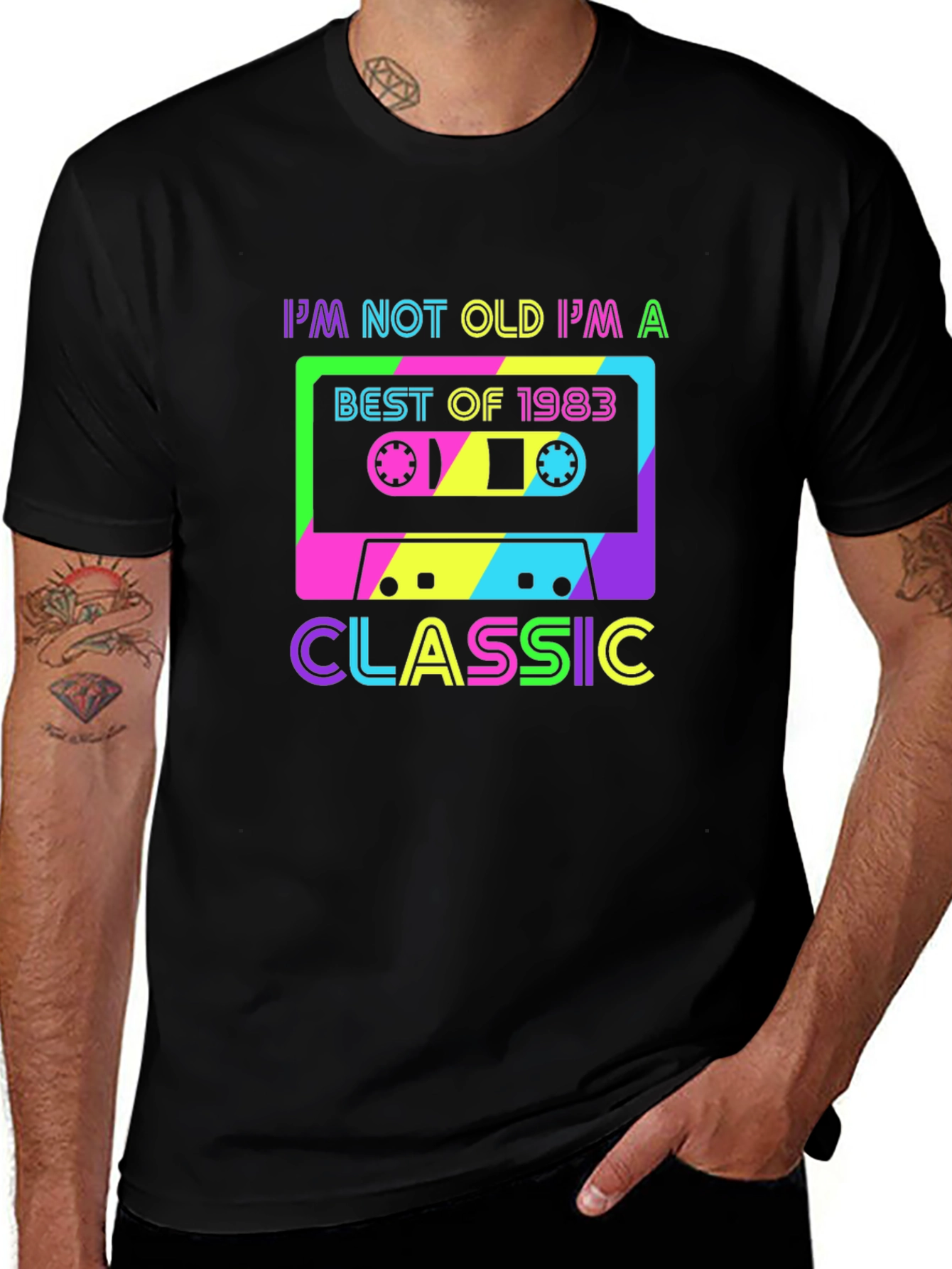 Black Retro 1983 Cassette Tape Classic T-Shirt main image