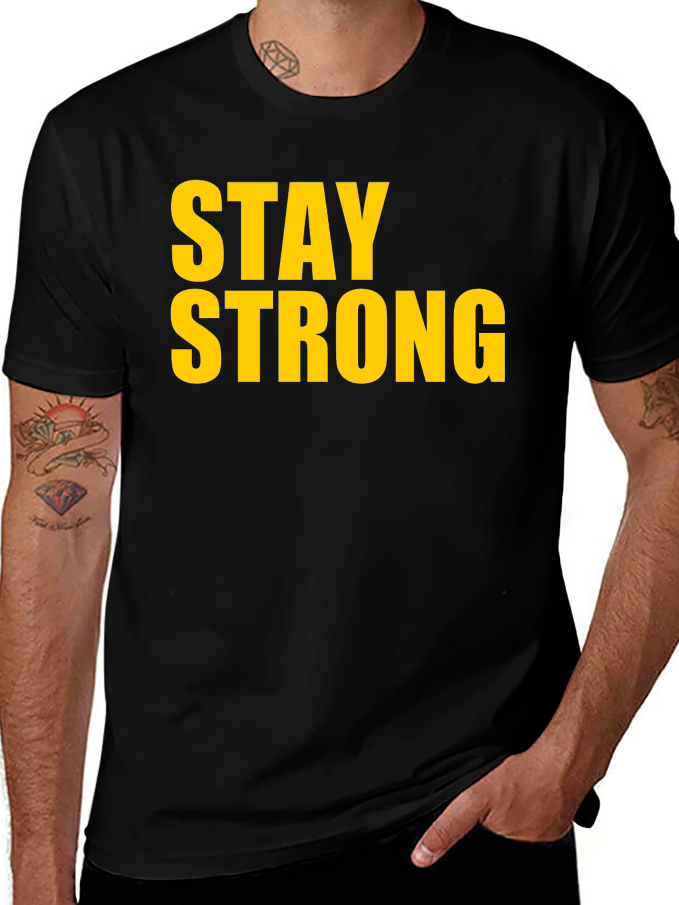 Variant 9 of Stay Strong Graphic Tee - Black Cotton T-Shirt