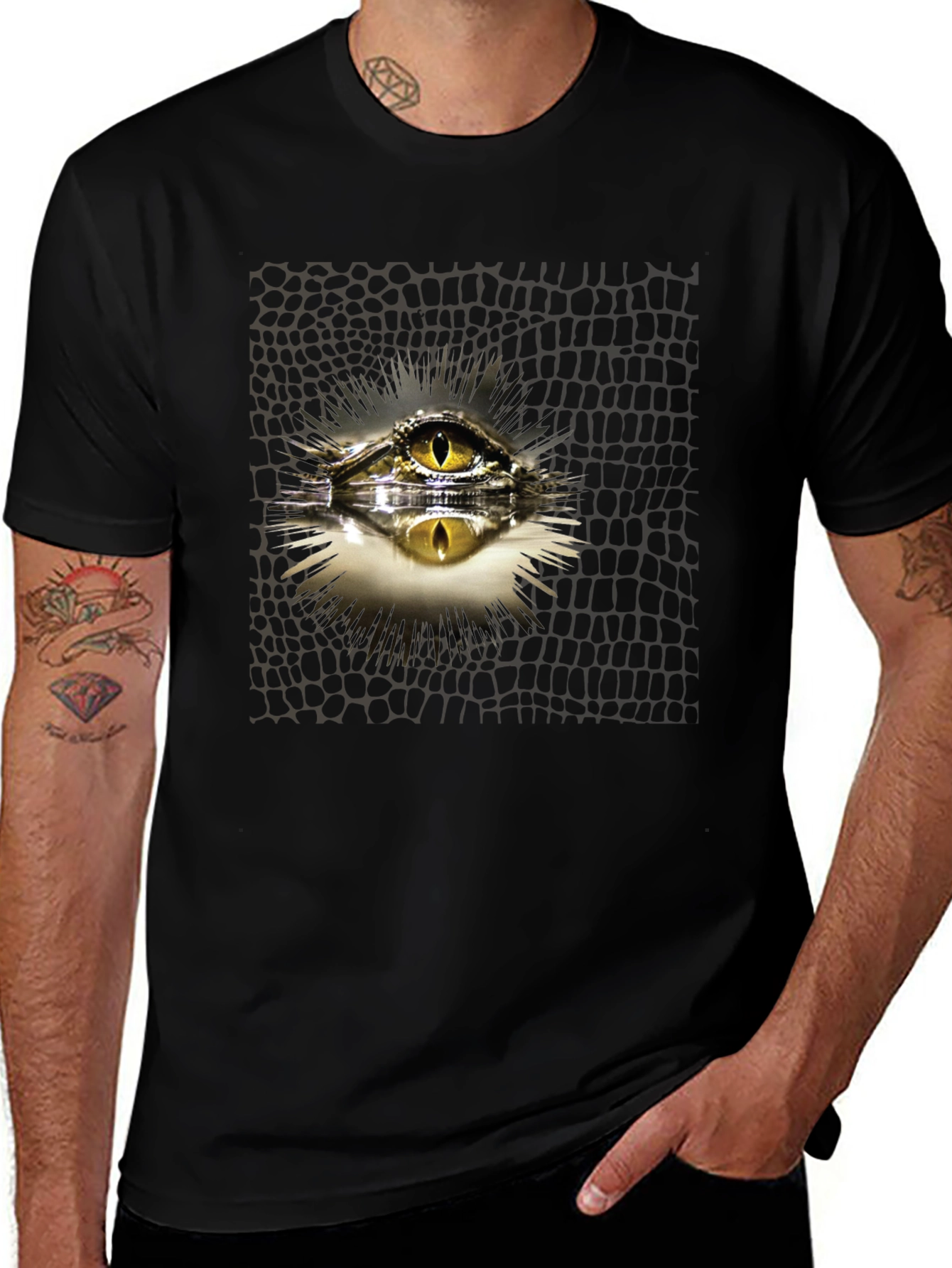 Variant 29 of Alligator Eye Graphic Tee - Unique Reptile Design