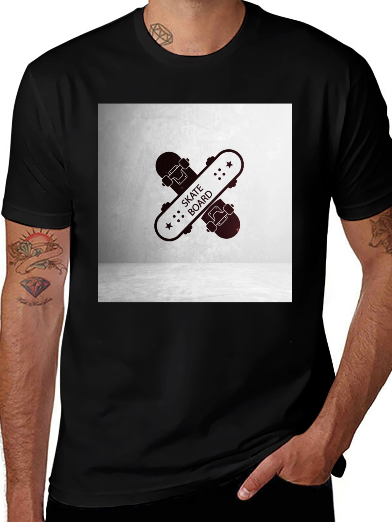 Variant 20 of Black Skateboard Graphic Tee - Casual Streetwear Style