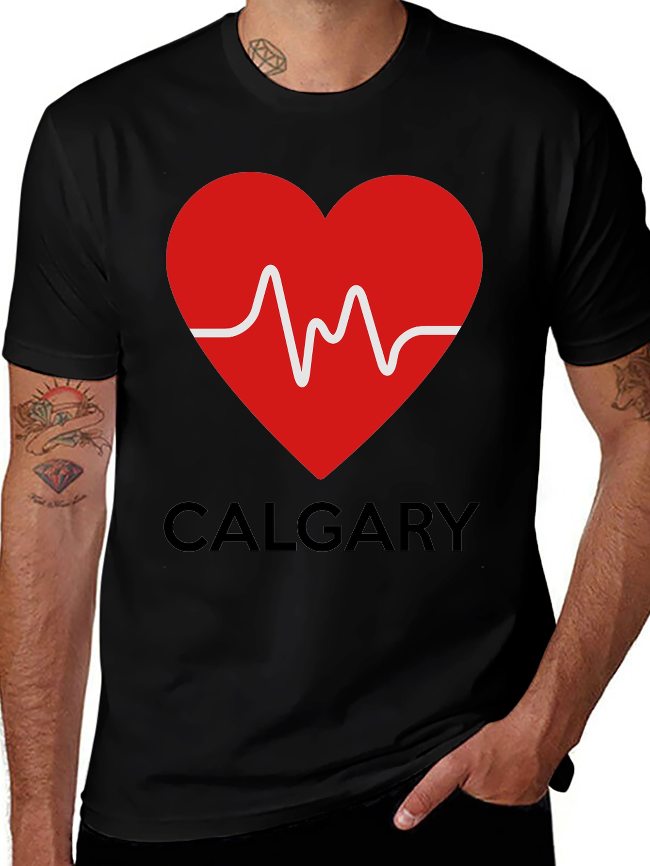Calgary Heartbeat T-Shirt - Black Crew Neck