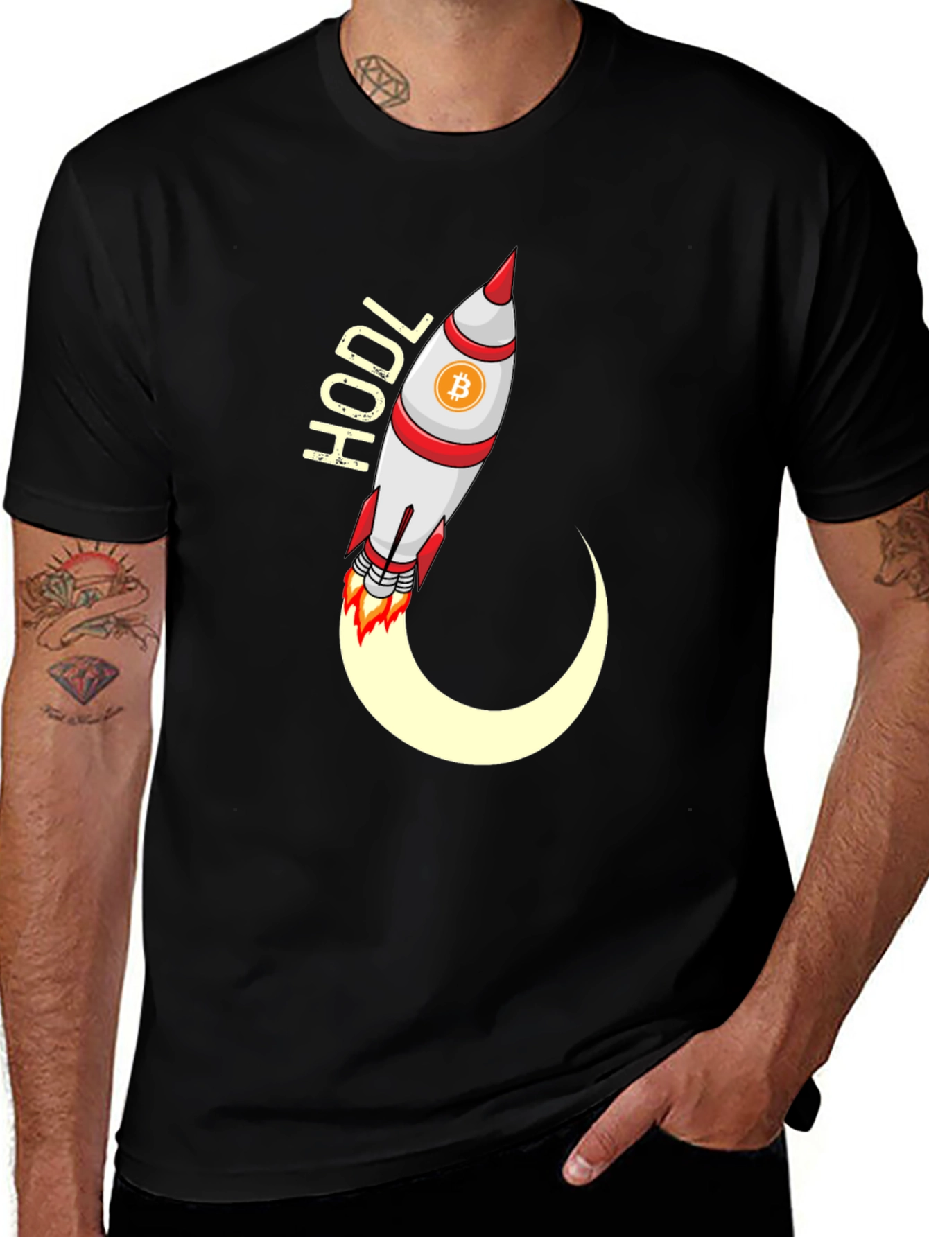 Variant 21 of HODL Bitcoin Rocket Black T-Shirt