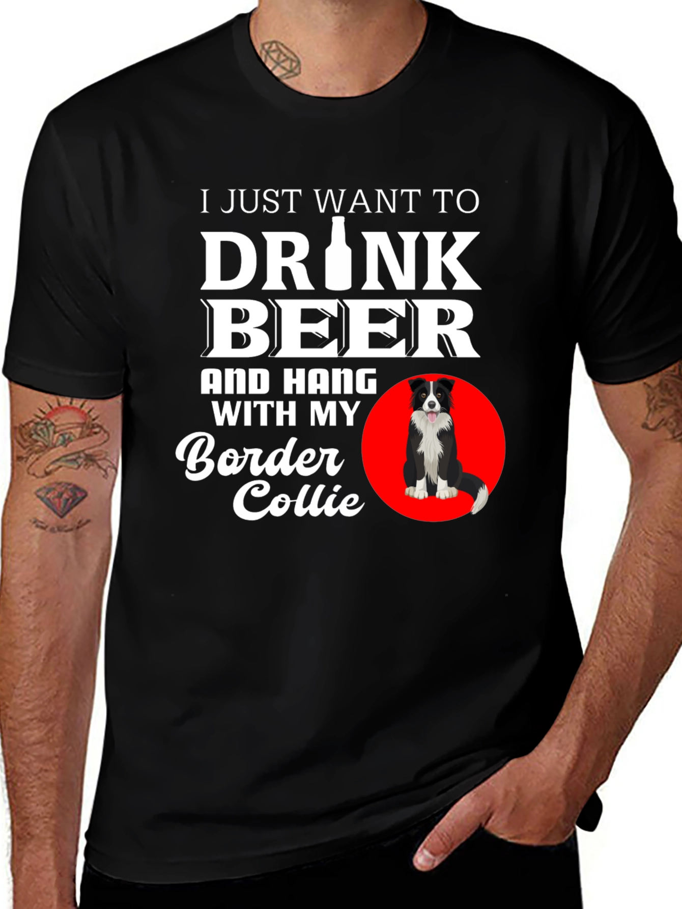 Drink Beer Border Collie T-Shirt, Dog Lover Tee