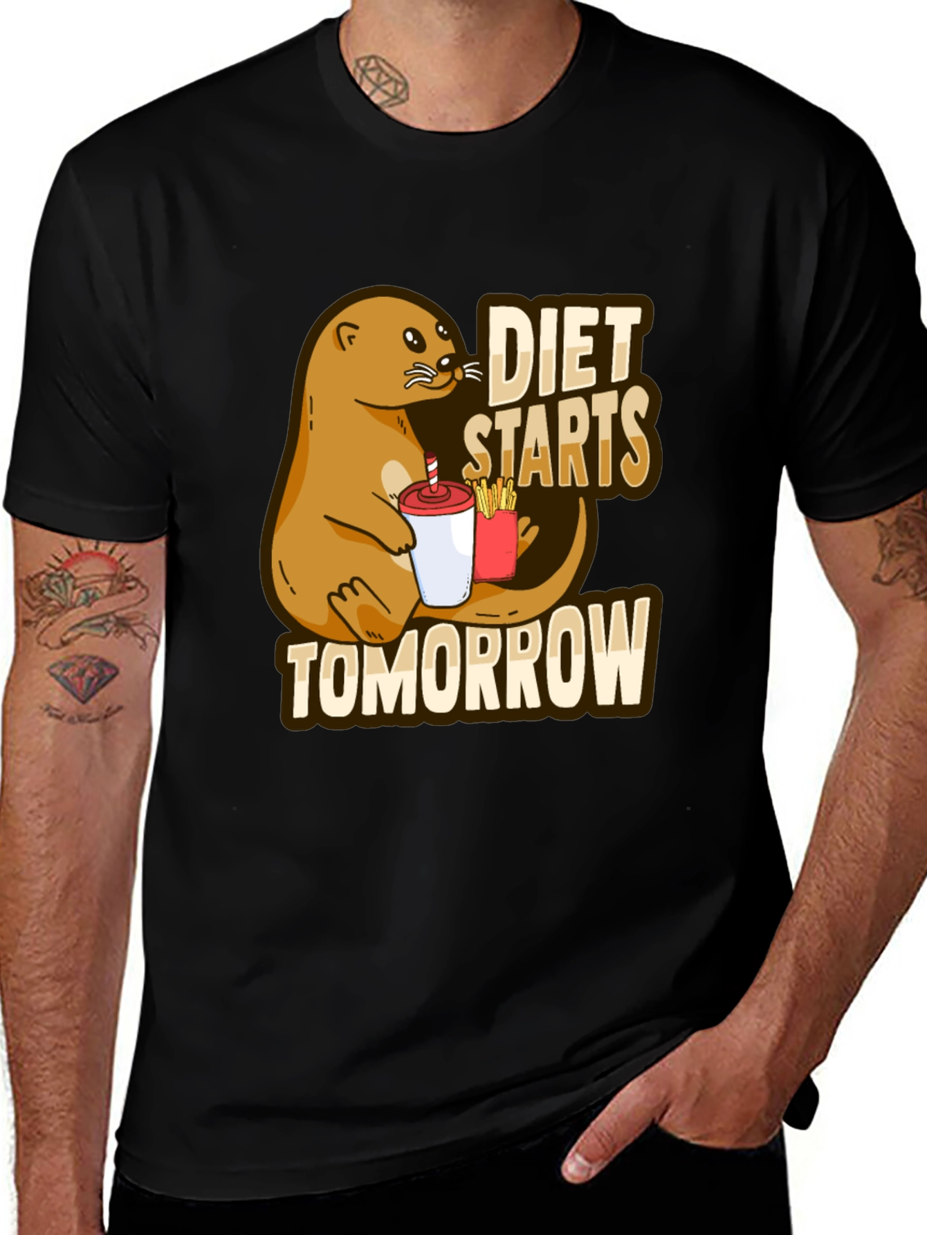 Variant 29 of Diet Starts Tomorrow T-Shirt Funny Otter Graphic Tee