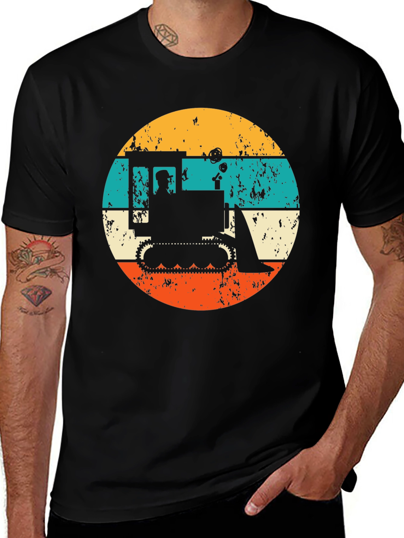 Variant 4 of Retro Bulldozer Graphic Tee - Construction Worker Gift