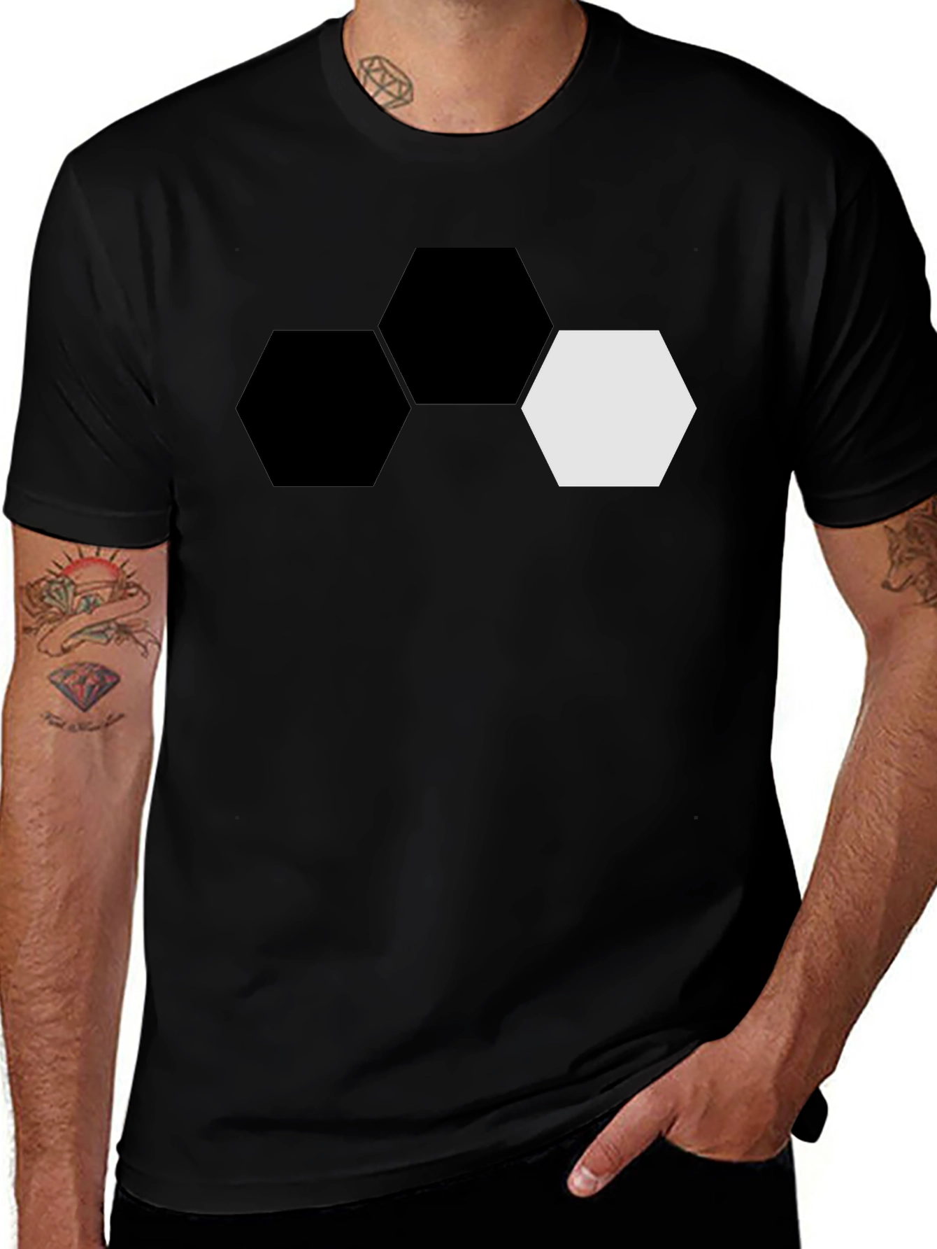 Variant 17 of Hexagon Graphic Tee - Modern Geometric Design