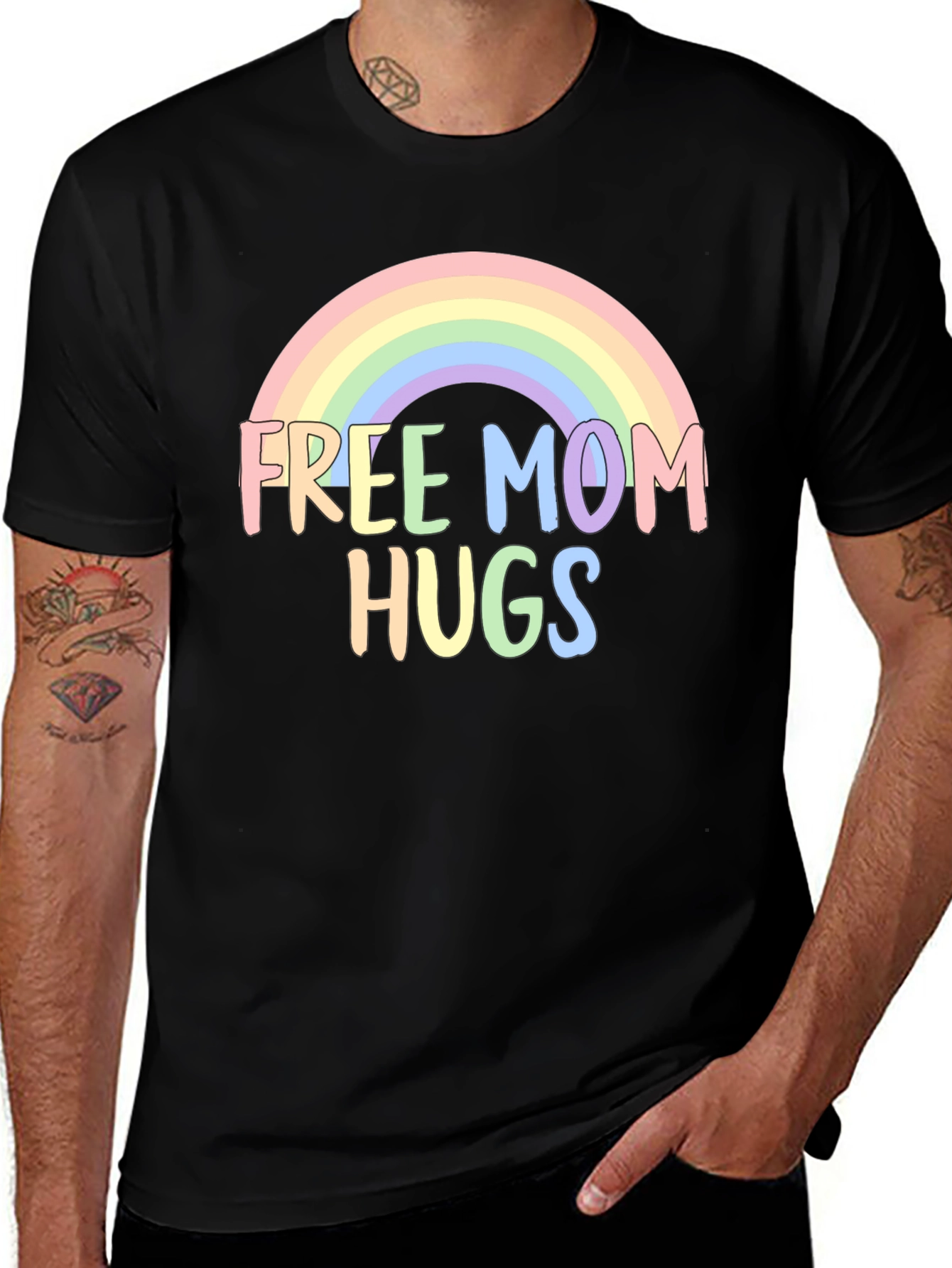 Variant 3 of Free Mom Hugs Rainbow Graphic Tee