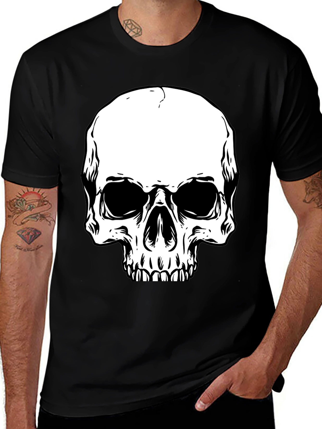 Variant 24 of Skull Graphic Tee - Mens Black Short Sleeve T-Shirt