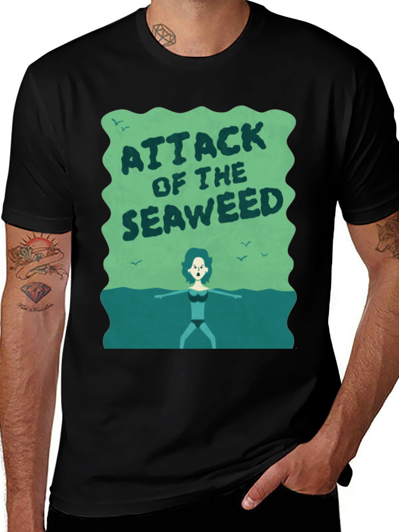 Black Attack of the Seaweed Graphic T-Shirt main image