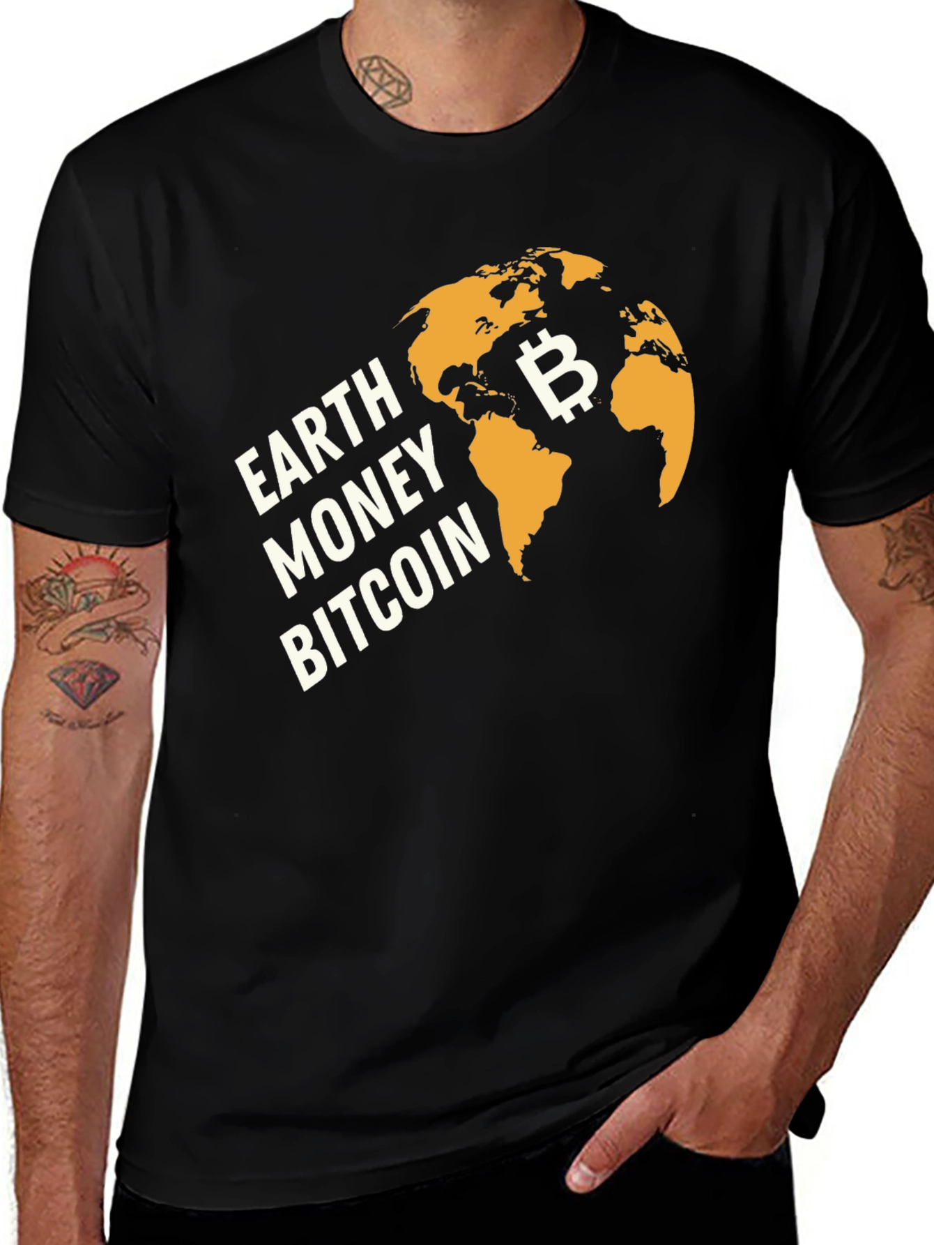 Earth Money Bitcoin Graphic T-Shirt