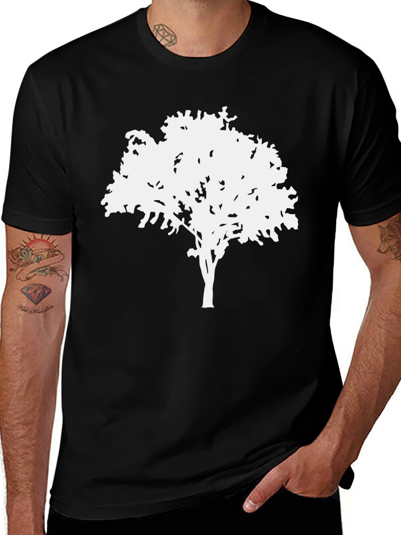 Variant 23 of Nature Tree Graphic Tee - Black Cotton Shirt