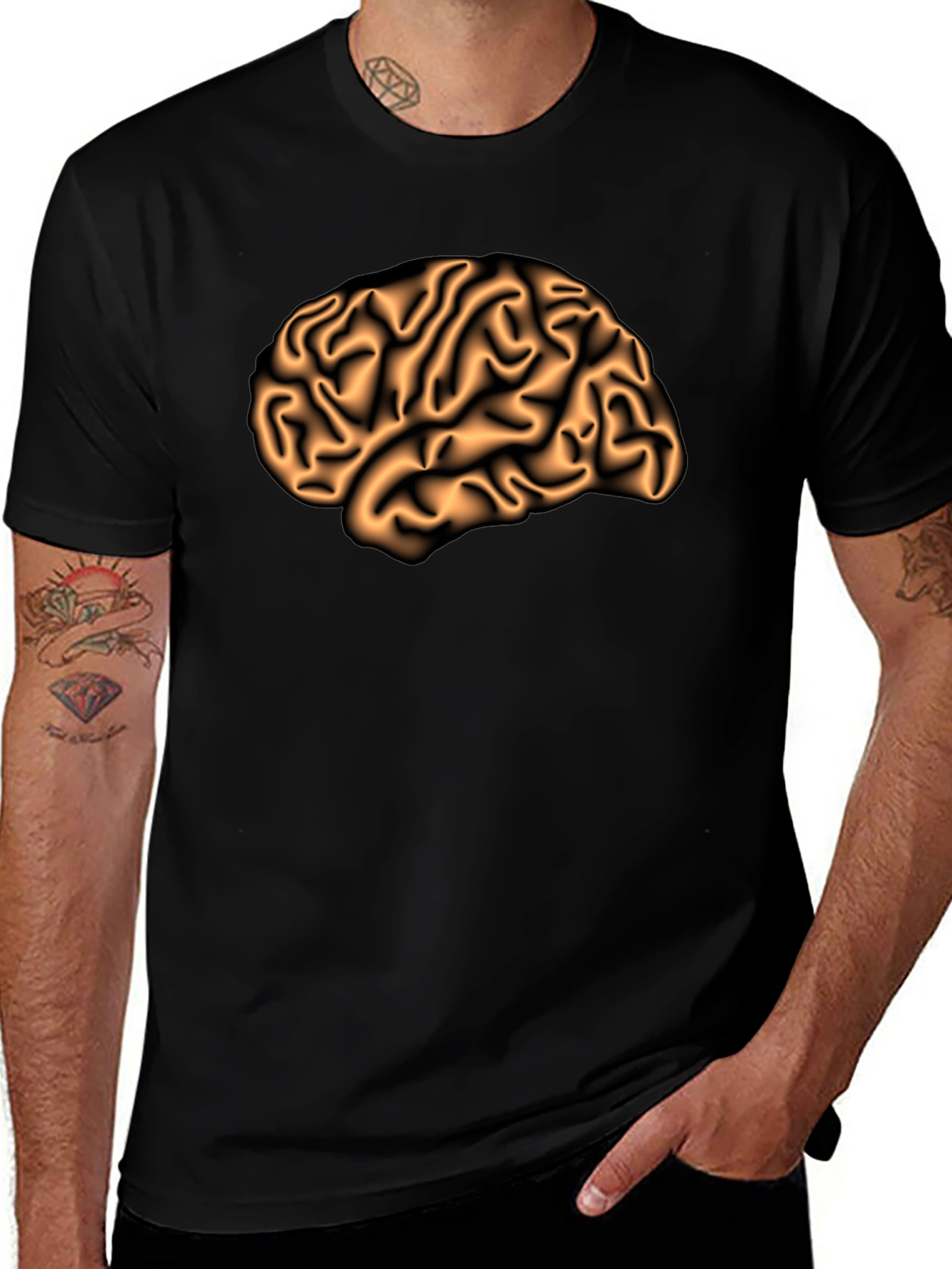 Variant 21 of Brain Graphic Print Black T-Shirt