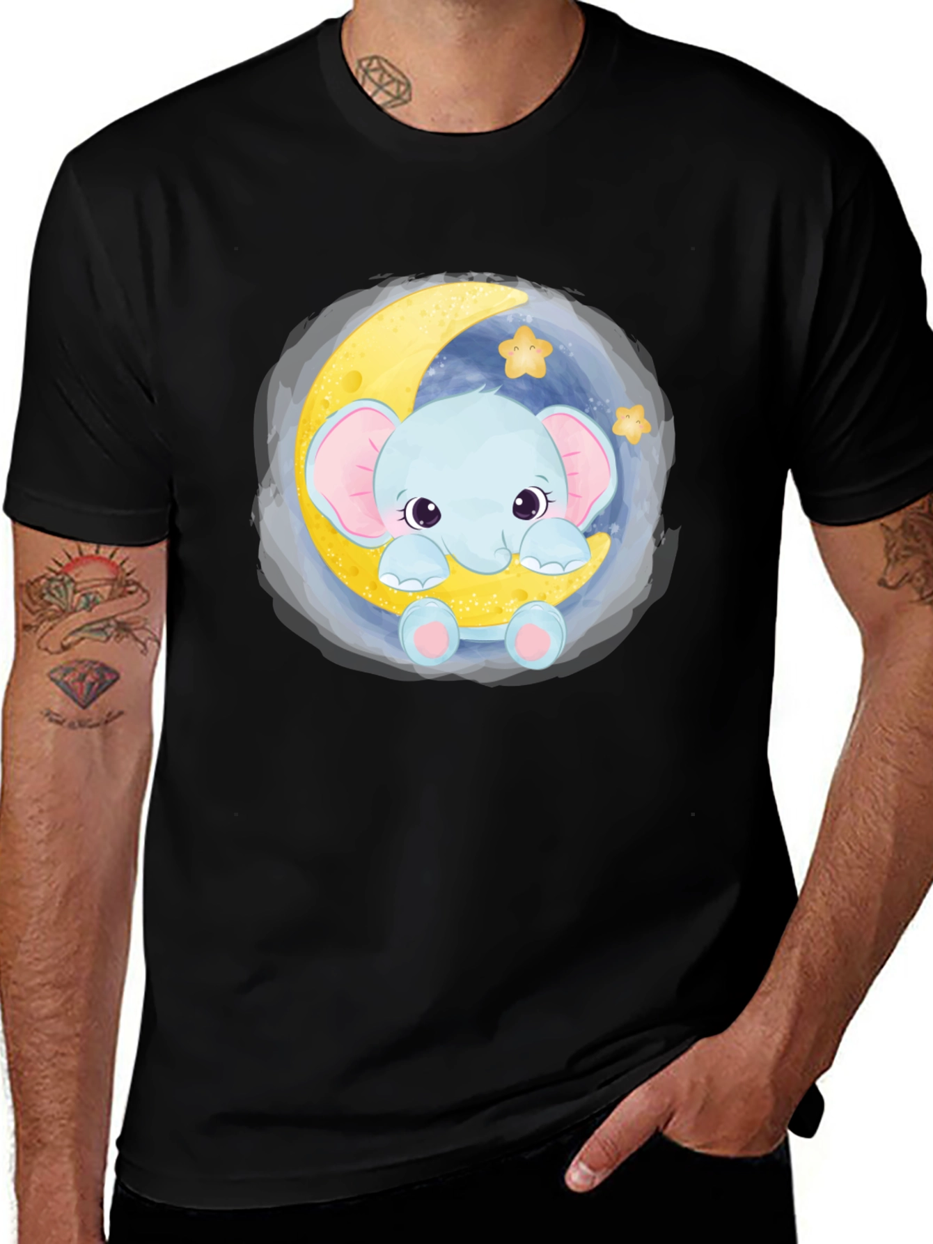 Variant 5 of Cute Elephant Moon T-Shirt - Soft Cotton Blend
